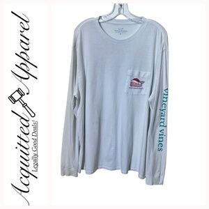 Vineyard Vines Naughty Nice Whale Santa Christmas Long Sleeve Tee